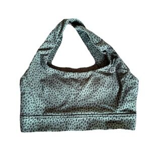 Lorna Jane Sports Bra M Full Cover Leopard Strappy Athletic Yoga Seamless Green‎